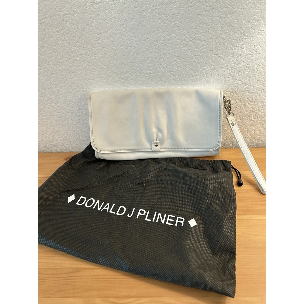 Vintage Donald J Pliner White Envelope Clutch Purse Nappa Soft Leather Elegant